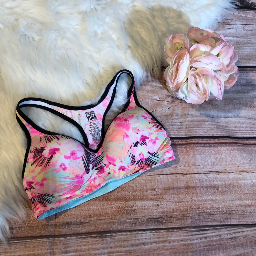 PINK Yoga Tropical Print Padded Workout Bra